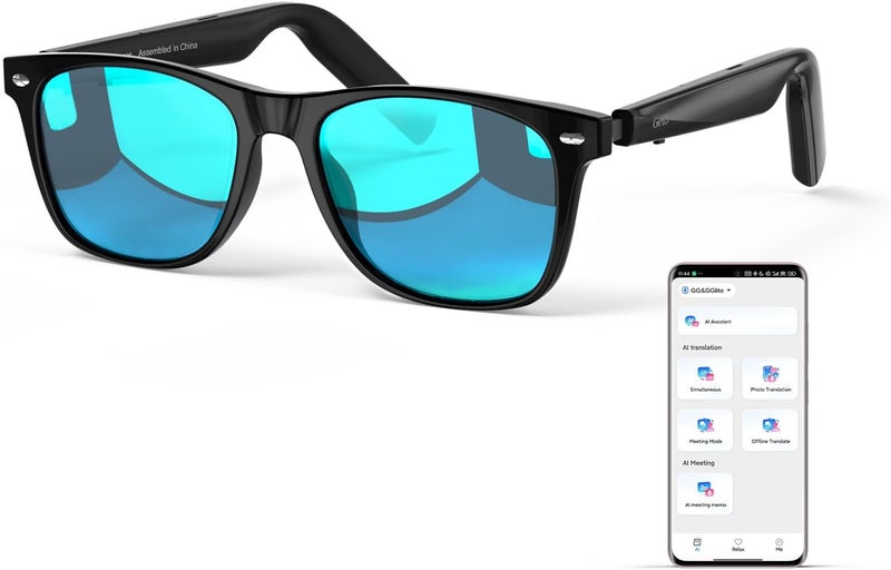 GetD AI Glasses for Men & Women, Smart Glasses Powered by ChatGPT, AI Real-time Translation with 145 languages, 11H Music Play, Bluetooth Sunglasses with Polarized Lens, UV Protection for Daily Use, Travel - Image 1